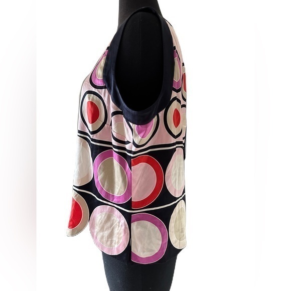 Carlisle Silk Sleeveless Blouse Geometric‎ Circles Size 14 - Picture 3 of 10